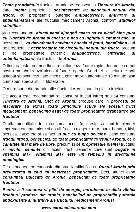 Beneficii Tinctura de Aronia